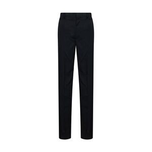 Bottega Veneta Women Black Grain De Poudre Wool Trousers With Tabs